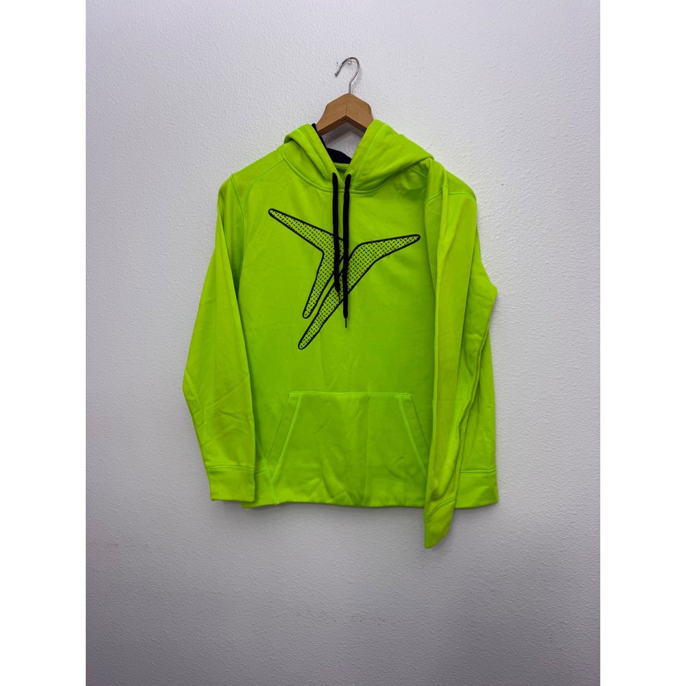 Old Navy Active Mens Go-Dry Fleece Hoodie Neon Lime Green Logo Pullover Medium